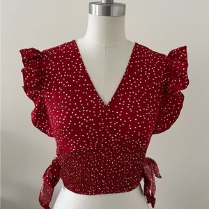 Shein cute red and white polka dot cropped top